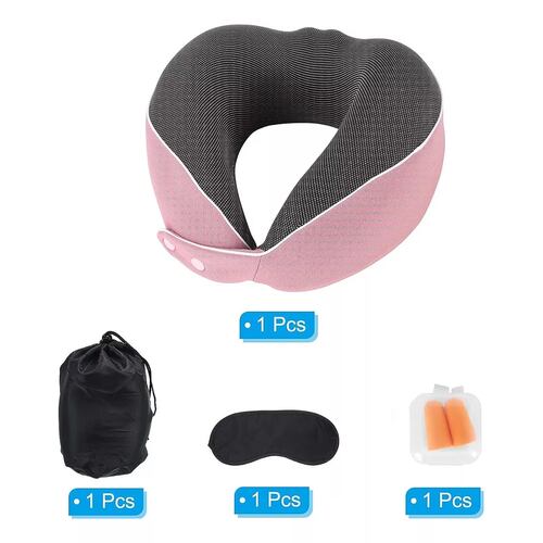 Cojín De Cuello Cómodo, Almohada Viaje Espuma Viscoelástica Rosa