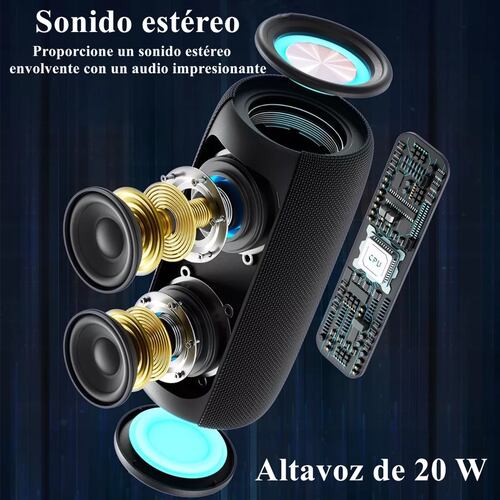 Bocina Bluetooth Portátil Bocina Con Luces Rgb Negro