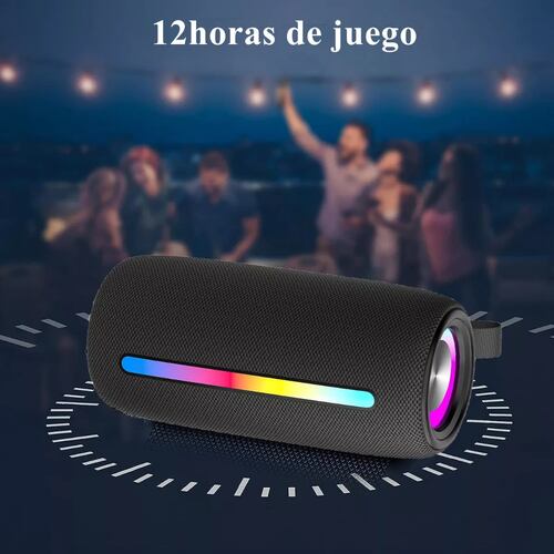 Bocina Bluetooth Portátil Bocina Con Luces Rgb Negro