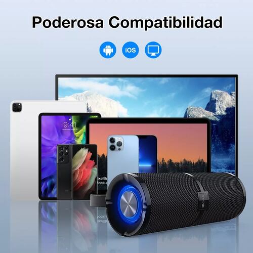 Bocina Bluetooth Portátil HD AUX/Micro SD/TF/USB, Negro