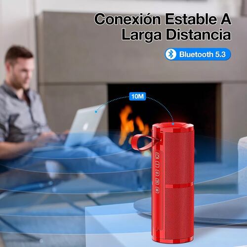 Bocina Bluetooth Portátil HD AUX/Micro SD/TF/USB, Rojo