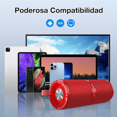 Bocina Bluetooth Portátil HD AUX/Micro SD/TF/USB, Rojo