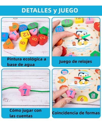 6pc Paquete Bebe Temprana Didáctico Madera Infantil Juguetes MULTICOLOR
