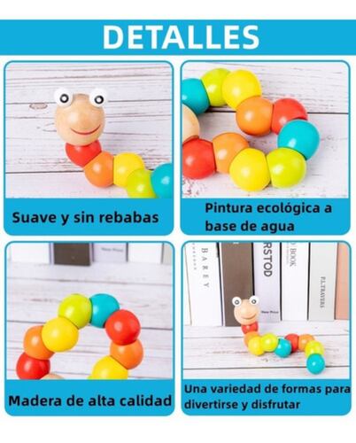 6pc Paquete Bebe Temprana Didáctico Madera Infantil Juguetes MULTICOLOR