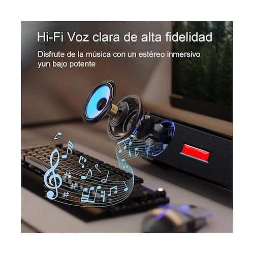 Barra De Sonido Para Pc Tv Bocinas Inalámbrica Bluetooth Rgb