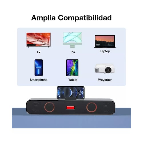 Barra De Sonido Para Pc Tv Bocinas Inalámbrica Bluetooth Rgb