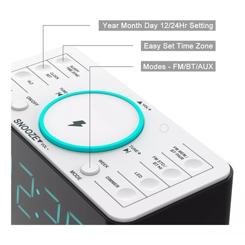 Reloj Despertador Digital Led Con Bocina Bluetooth Y Radio