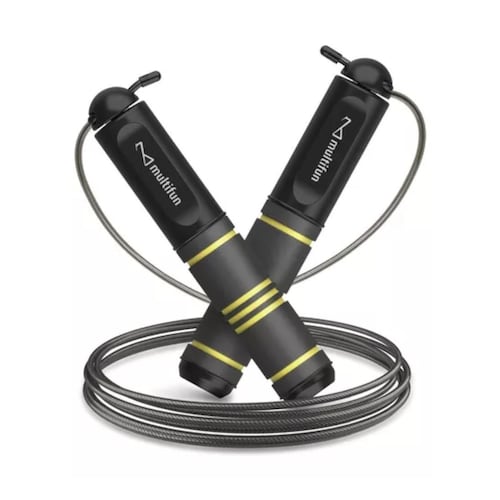 Cuerda Para Saltar, Para Boxeo Crossfit Antideslizante Negro Lineas Amarilla .