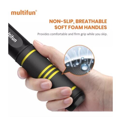 Cuerda Para Saltar, Para Boxeo Crossfit Antideslizante Negro Lineas Amarilla .