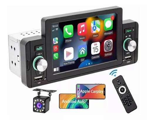 Auto Estéreo Pantalla 1 Din Carplay Y Android Auto + Camara.
