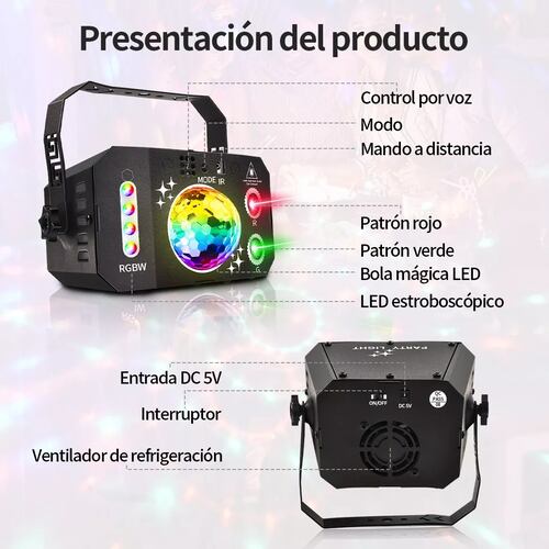 Proyector Laser Dj Luz Fiesta Escenario Rgbw Estroboscopicas