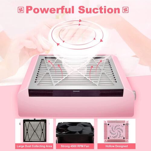 Aspiradora Extractor De Polvo Uñas Profesional Portátil 80w ROSA