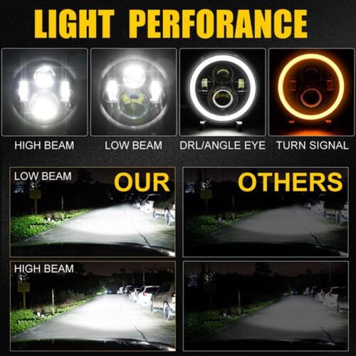 Faros Delanteros Led H4 Halo De Ángel P/wrangler Jeep Vocho NEGRO