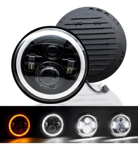 Faros Delanteros Led H4 Halo De Ángel P/wrangler Jeep Vocho NEGRO