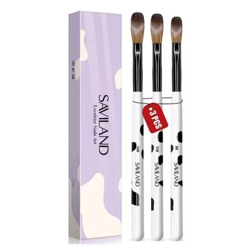 Pinceles De Uñas Acrílico 81014 Y 3d 3 Pzs, Color Negro con Blanco
