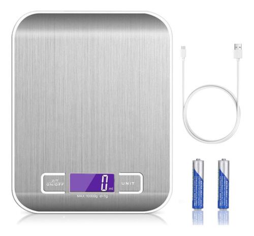 Bascula Gramera Digital De Alta Precisión Recargable 10 Kg, Color Gris