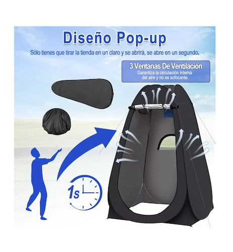 Tienda De Campaña Pop Up Portátil Con Luz Y Bolsa De Ducha