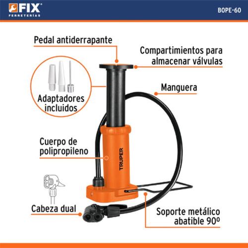 Bomba Para Inflar Balones Llantas De Pedal C/valvulas Naranja