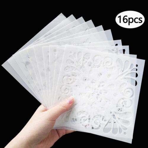 Mandalas para Arte Dibujo Pintura Plantillas 15 cm X 15 cm 16 Pcs Blanco