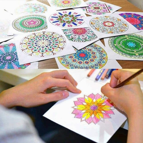 Mandalas para Arte Dibujo Pintura Plantillas 15 cm X 15 cm 16 Pcs Blanco