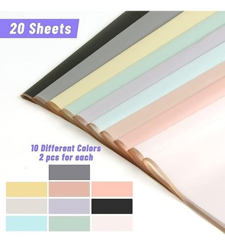 20 Hojas Papel Coreano Para Ramos Bouquet Floral Traslúcido rojo
