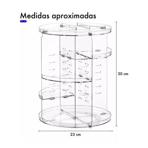 Organizador Para Cosméticos Acrílico Multinivel Giratorio, Color Transparente