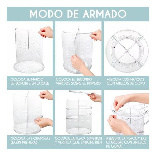 Organizador Para Cosméticos Acrílico Multinivel Giratorio, Color Transparente