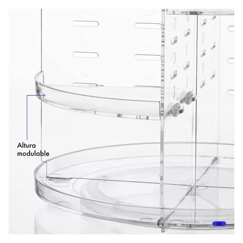 Organizador Para Cosméticos Acrílico Multinivel Giratorio, Color Transparente