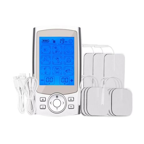 Electroestimulador Tens/ems De Pulso Recargable 36 Modos, Color Plateado