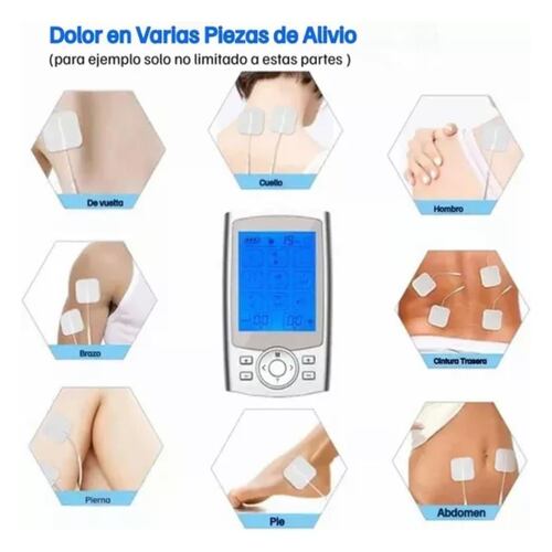 Electroestimulador Tens/ems De Pulso Recargable 36 Modos, Color Plateado