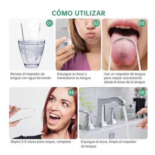 Limpiador Raspador De Lengua 6 Piezes gris 