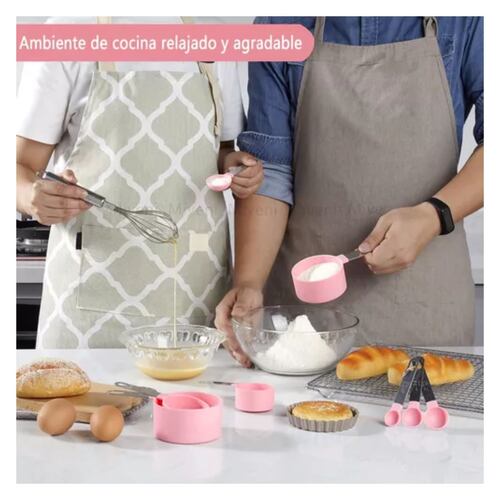 Tazas Medidoras Y Cucharas De Reposteria Cocina 10 Pcs rosa 