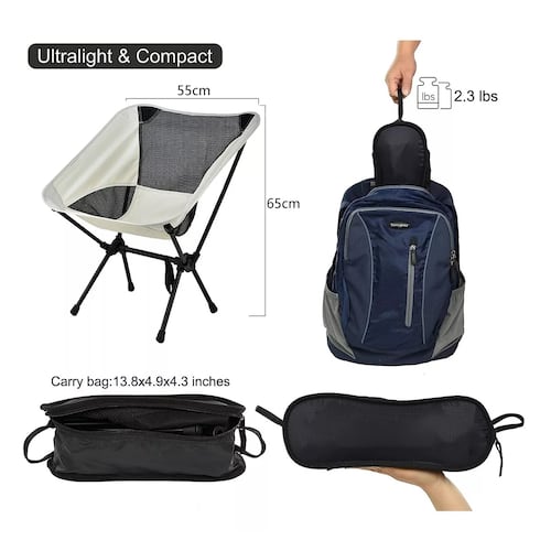 Portátil Silla Plegable Camping Exteriores Para Pescar 150kg Blanco
