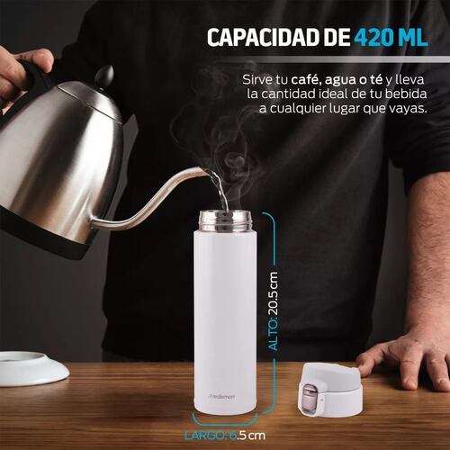 Par Termo Acero Inox. Doble Pared Hermético 2 Piezas Color Negro/Blanco