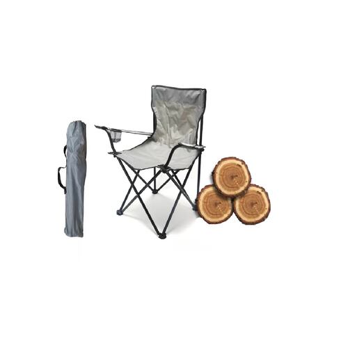 Set 4 Piezas Silla Para Acampar Plegable Camping Playa Y Pesca Gris