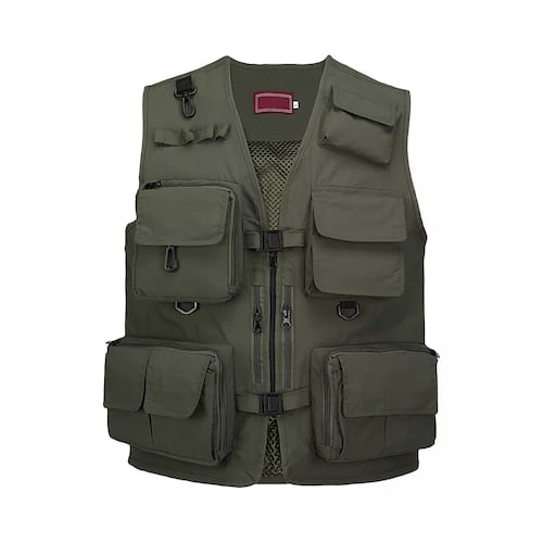 Chaleco De Fotografía De Pesca Verano Multibolsillos Secado Army Green L