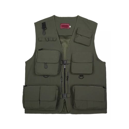 Chaleco De Fotografía De Pesca Verano Multibolsillos Secado Army Green L