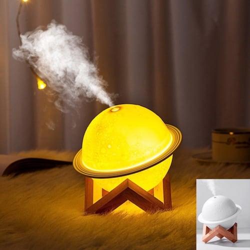 Humidificador Difusor Lámpara Forma Planeta Luna Con 3 Modos, Blanco