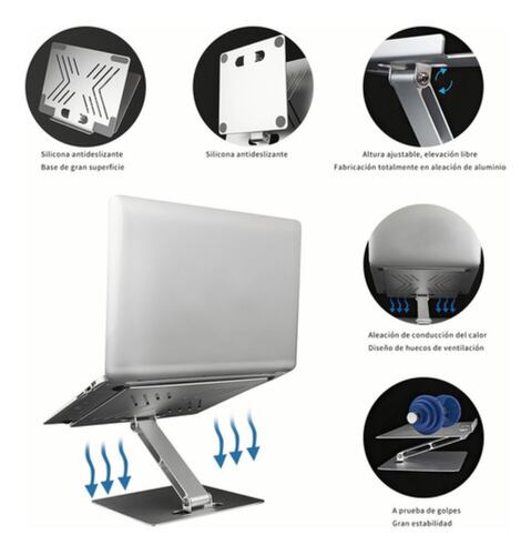 Base Soporte Para Laptop Aluminio Pliegue Portátil Gris 