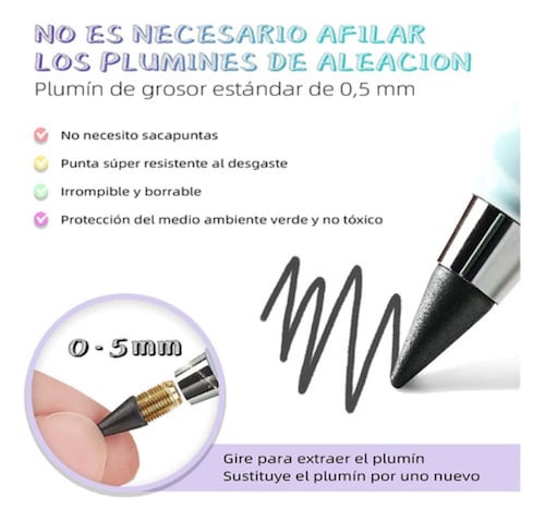 Lapices Infinito Lapicero Mágico Con Núcleo Y Borrador 27 Pz colores/morado