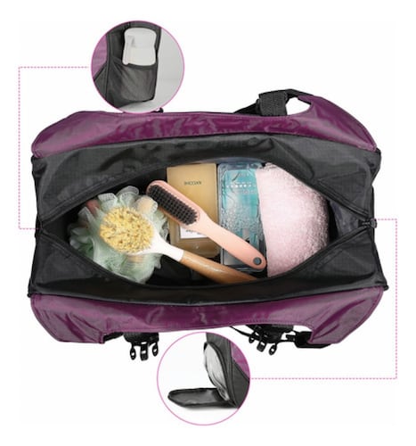 Maleta Deportiva Bolsa De Gym Viaje Mochila Fitness Yoga Bag, Color Púrpura