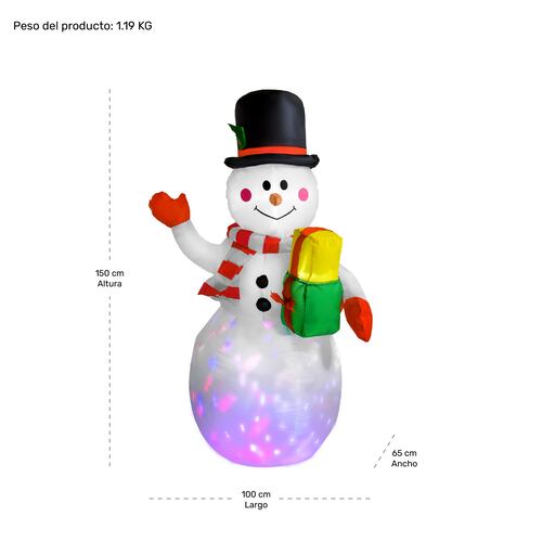 Inflable Navidad Muñeco Nieve 1.5m Decoracion Luz Led 