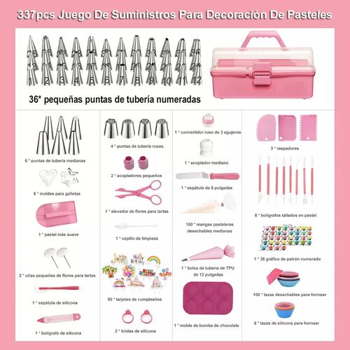 Kit De Decoración Pasteles 337pcs Accesorios Para Reposteria.