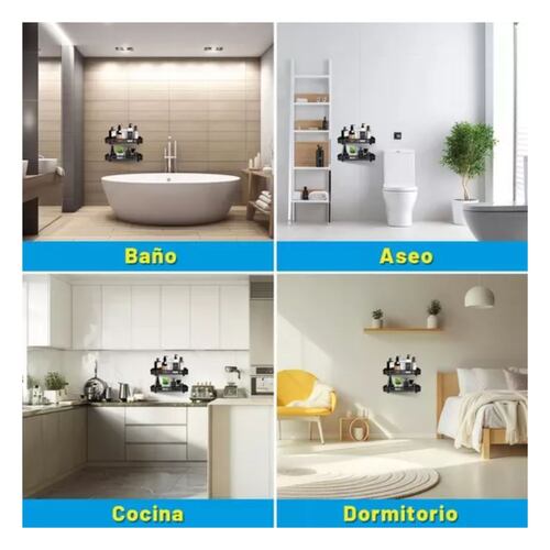 Estante De Ducha Organizador Regadera Repisa Para Baño 3pcs Negro
