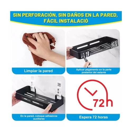 Estante De Ducha Organizador Regadera Repisa Para Baño 3pcs Negro