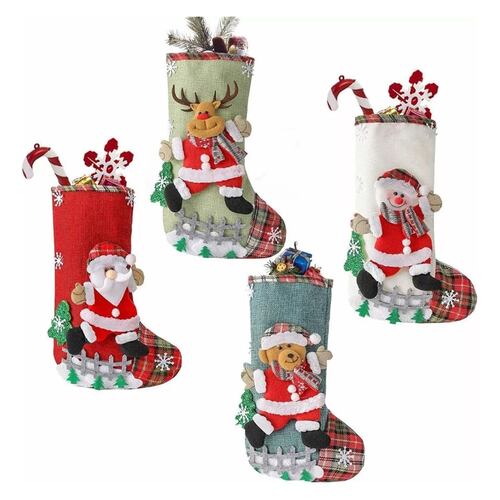 Botas De Navidad Para Colgar, 4 Pz, Para Decoración Navideña