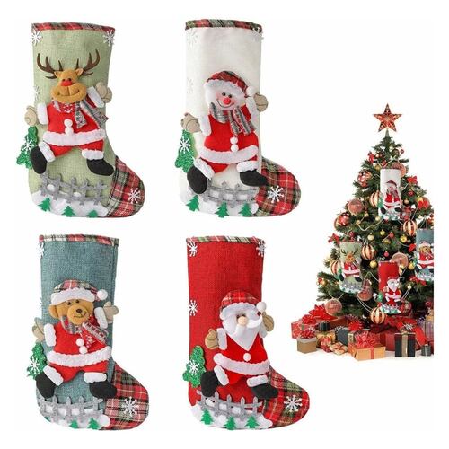 Botas De Navidad Para Colgar, 4 Pz, Para Decoración Navideña