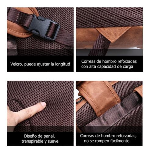 Mochila De Hombre Moda Impermeable Casual Mochila  Beige