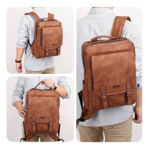 Mochila De Hombre Moda Impermeable Casual Mochila  Beige