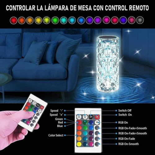 Lámpara De 16 Colores De Brillo Ajustable Recargable Transparente 